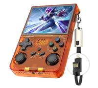 R36XX Consola Retro Portatil, Pantalla IPS de 3.5 Pulgadas, Consola de Videojuegos Portátil con Sistema Linux de Código Abierto, Tarjeta TF de 64/128 GB, 21000 Juegos Clásicos(Orange,64G)