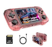 R46H Consola de Juegos Retro Portátil 128GB, Consola con Emuladores con 20000+ Juegos y 25+ Emuladores, Sistema Linux, Pantalla HD de 4,2 Pulgadas, Joysticks 3D, Batería 3000mAh (Rosa Translúcido)
