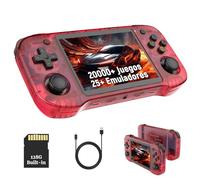 R46H Consola de Juegos Retro Portátil 128GB, Consola con Emuladores con 20000+ Juegos y 25+ Emuladores, Sistema Linux, Pantalla HD de 4,2 Pulgadas, Joysticks 3D, Batería 3000mAh (Rojo Translúcido)