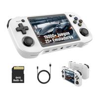 R46H Consola de Juegos Retro Portátil 64GB, Consola con Emuladores con 15000+ Juegos y 25+ Emuladores, Sistema Linux, Pantalla HD de 4,2 Pulgadas, Joysticks 3D, Batería 3000mAh (Blanco)