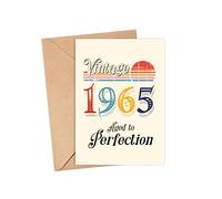 R7vTorque Tarjetas de cumpleaños número 61 para hombres y mujeres - Vintage 1965 Aged To Perfection - Tarjeta de 61 cumpleaños para ella - Tarjetas de felicitación de cumpleaños para mejor amigo para