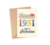 R7vTorque Tarjetas de cumpleaños número 75 para hombres y mujeres - Vintage 1951 Aged To Perfection - Tarjeta para ella - Tarjetas de felicitación de cumpleaños para mejor amigo para mamá, papá, tío