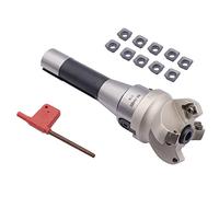 R8 FMB22 7/16-20UNF - Eje de fresa de extremo de cara de vástago y 50 mm de diámetro de corte de 4 flautas KM12 50-22-4T CNC cortador de carcasa con 10 insertos de carburo SEKT1204 y llave T20
