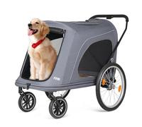 R8 Pro Extra Large Foldable Pet Stroller, Dog Stroller & Pet Trailer for large Dogs Under 100 lbs, Unmovable, Disabled & Pregnant Dogs - Conveniently Carriable by Bike and Car, Grey
