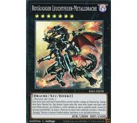 RA01-DE038 - Faro, diseño de dragón metálico de ojos rojos, Super Rare, 1ª edición, en alemán, 25th Aniversary Rarity Collection, con protección de envío Yugioh de MZTCG