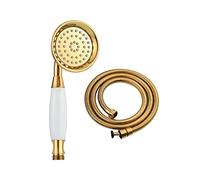 RAABYU Duchas de Mano Ducha de Mano Retro Rociador de Lluvia Vintage Cabezal de Ducha de cerámica de latón con Forma de teléfono Cabezal de Ducha Redondo Dorado con ma