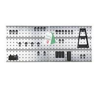 raaco 2 TWP Set, Panel Perforado Galvanizado con 28 Ganchos SuperClip, 104 x 44 cm, 150 kg Capacidad, Organizador de Herramientas, 2 Tableros Perforados, Panel Herramientas para Taller y Garaje