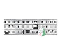 raaco 3 TWP Set, Panel Perforado Galvanizado con 44 Ganchos SuperClip, 156 x 44 cm, 225 kg Capacidad, Organizador de Herramientas, 3 Tableros Perforados Panel Herramientas para Taller y Garaje