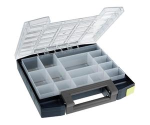 raaco Boxxser 55 5x5-15: Caja Organizadora de Tornillos Premium para Taller con 15 Compartimentos, Almacenaje Seguro, Portátil, 28,4 x 29,8 x 5,5 cm, Caja de Herramientas