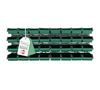 raaco BWP 32x3 - Panel de Herramientas de Acero Galvanizado con 32 Cajas Organizadoras para Tornillos, 5 kg por Caja, 18,4 x 10,4 x 44 cm, Estante de Pared para Taller, Organizador de Pared
