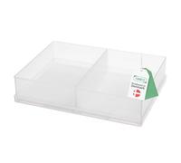 raaco Caja de Insertos 55 2xA6-1, Bandeja con 2 Compartimentos, Caja de Insertos Transparente para Pequeñas Herramientas y Tornillos, Fácil de Limpiar, 16 x 22 x 4,7 cm