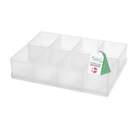 raaco Caja de Insertos 55 8xA8-1, Bandeja con 8 Compartimentos, Caja de Insertos Transparente para Pequeñas Herramientas y Tornillos, Fácil de Limpiar, 16 x 22 x 4,7 cm