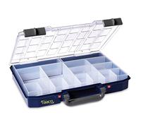 raaco CarryLite 55 4x8-16: Organizador de Tornillos Ligero, con 16 Compartimentos, Capacidad de Carga 8 kg, Almacenamiento Seguro, Tapa Transparente, Caja Organizadora Tornillos 27,8 x 33,7 x 5,7 cm