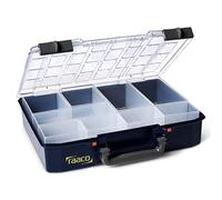 raaco CarryLite 80 4x8-9: Organizador de Tornillos Ligero, con 9 Compartimentos, Capacidad de Carga 10 kg, Almacenamiento Seguro, Tapa Transparente, Caja Organizadora Tornillos 27,8 x 33,7 x 7,9 cm