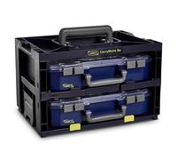 raaco CarryMore 55x2: Maletín de Transporte Ligero con 2 Organizadores CarryLite 55 4x8-16, Capacidad de Carga de 3,9 kg, Almacenamiento Seguro, 27,8 x 38,6 x 24,1 cm, Caja Organizadora Tornillos