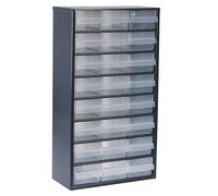 raaco Organizador de Tornillos C12-24, con 24 Cajones, Capacidad 29,7 kg, 15 x 30,6 x 55,2 cm, Apto para Montaje en Pared, Clasificador de Tornillos y Pequeñas Piezas para Taller
