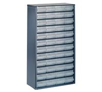 raaco Organizador de Tornillos C12-48, con 48 Cajones, Capacidad 39,6 kg, 15 x 30,6 x 55,2 cm, Apto para Montaje en Pared, Clasificador de Tornillos y Pequeñas Piezas para Taller