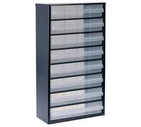 raaco Organizador de Tornillos C12-8, con 8 Cajones, Capacidad 29,7 kg, 15 x 30,6 x 55,2 cm, Apto para Montaje en Pared, Clasificador de Tornillos y Pequeñas Piezas para Taller