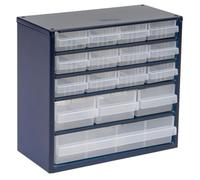 Raaco Organizador de Tornillos C6-16 Clasificador de Tornillos y Pequeñas | Con 16 Cajones, Capacidad 16,5 kg, 15 x 30,6 x 28,2 cm, Apto para Montaje en Pared, Para piezas pequeñas, set