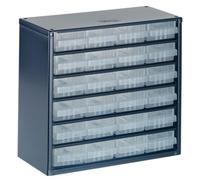 Raaco Organizador de Tornillos C6-24, con 24 Cajones, Capacidad 19,8 kg, 15 x 30,6 x 28,3 cm, Apto para Montaje en Pared, Clasificador de Tornillos y Pequeñas Piezas para Taller