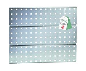 raaco Panel Perforado Galvanizado 52 x 44 cm, 75 kg Capacidad, Sistema SuperClip, Organizador Herramientas Pared, Tablero Perforado Expandible y Resistente