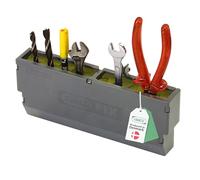 raaco ToolFix Pequeño, Cassette para Panel Perforado y Pared de Herramientas, 3,8 x 24,2 x 10 cm, para hasta 6 Herramientas Pequeñas, Fabricado en PP y Elastómero Termoplástico, Gris