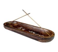raajsee Hermoso Quemador de Madera marrón Hecho a Mano para Varillas de Incienso - recogedor de Cenizas para el hogar utilidades y Accesorios - Meditación y Yoga 30,5 x 10,16 cm