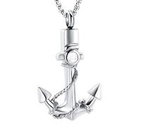 RAAJSI Navegación Joyería de Recuerdo Ancla de Acero Inoxidable Urna de cremación Collar Colgante para Cenizas Recuerdo de la Marina Regalo de Amistad