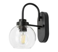 Rabalux Baño Light Tirina Metal Matt Black Cristal Transparente E27 1 X Max.15W IP44 B: 26,5 cm Ø15 cm Regulable