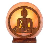 rabalux Lámpara de sal Zenova de sal gema y madera | Lámpara decorativa para dormitorio o salón | Motivo oriental de Buda | Fuente de luz intercambiable E14 (NO INCLUIDA EN EL SET)