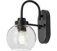 Rabalux Baño Light Tirina Metal Matt Black Cristal Transparente E27 1 X Max.15W IP44 B: 26,5 cm Ø15 cm Regulable