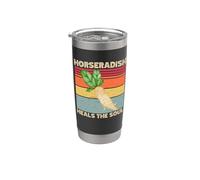 Rábano picante cura el alma Retro Comida Juego de palabras Vintage Comida Broma Vaso térmico de acero inoxidable de doble pared