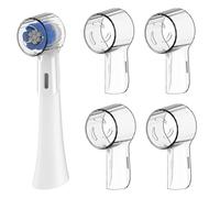 RabbFit Juego de 4 fundas para cepillos de dientes compatibles con Oral B, compatibles con la serie iO, protección contra el polvo, para viajes y en casa, transparente