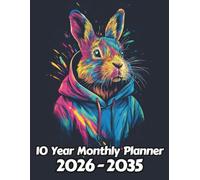 Rabbit 10 Year Monthly Planner: Large 120 Month Sunday to Saturday Calendar | Gift For People Who Love Forest Animals, Bunny Lovers | Ideal for ... and Busy Individuals | 8.5 x 11 Inches | v4