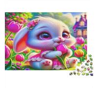 Rabbit 1000Pc for The Whole Family Bunny with Pink Flowers for Women, Gifts for Men & Adults 38x26cm/1000pcs