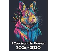 Rabbit 5 Year Monthly Planner: Large 60 Month Sunday to Saturday Calendar | Gift For People Who Love Forest Animals, Bunny Lovers | Ideal for ... and Busy Individuals | 8.5 x 11 Inches | v1