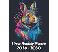 Rabbit 5 Year Monthly Planner: Large 60 Month Sunday to Saturday Calendar | Gift For People Who Love Forest Animals, Bunny Lovers | Ideal for ... and Busy Individuals | 8.5 x 11 Inches | v1