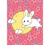 Rabbit and the Moon Notebook - 8x10 in - 200 Pages - College Rule - Pink