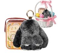 Rabbit Bag Pendant - 13cm Cotton Filling Toy for Personalized Style, Lightweight Zinc Alloy Ring with Glossy Enclosure, Miniature Animal Trinket for Schoolbag Keys Wallet Daily Use Party Favor