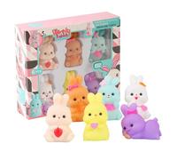 Rabbit Bath Toy, 6pcs Bath Tub Toys with Sound, PVC Material, Soft Grip, Cute Bathtub Toy For Birthday, Beach Pool Activity, Kid Welcome Party and Favors, 21.5x5.8x18cm