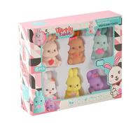 Rabbit Bath Toy Set, 6pcs Bath Tub Toys with Sound, PVC Material, Attractive Design, Cute Bathtub Toy for Kids, Birthday Parties, Beach Pool Activities, Fun Party Favors, 1.57x2.76 Inches