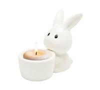 Rabbit Candle Holder - Ceramic Egg Display, White Decorative Stand, Easter Ornament | Festive Egg Cup, Holiday Centerpiece, Tabletop Accent For Celebration Dinner Party Shelf Desk Decor