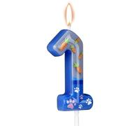 Rabbit Cumpleaños Vela, Azul Animal Tema Número Velas Zanahoria y Huellas Happy Birthday Pastel Toppers Lindo Pastel Decoración para Kids Cumpleaños Favor Jungle Safari Fiesta Suministros (1)