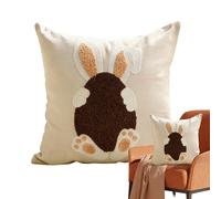 Rabbit Cushion Case - Whimsical Nursery Throw Slipcover, Two Piece Decorative Linen with Reinforced Invisible Edge Fastener, Washable Graphic Print Guard, Ideal for Classroom Workplace Apartment