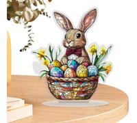 Rabbit Decor | 2D Acrylic Easter Table Centerpiece, Spring Desk Decor Rabbit Egg Centerpiece For Home Living Room Shelf Desktop Cabinet Wedding Party Mantle Use, Handy Piece For Daily