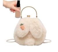 Rabbit Doll Handbag - 20x20x8 Cm Furry Textile Cushioned Compact Shape Secure Closure Cartoon Character Purse Charming Appearance Tote, Fashion Accent Utility | Travel Shopping Party Gift Casu
