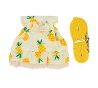 Rabbit Dress Leash Set for Small Pets | Adjustable Cotton Harness & Nylon Leash | Cute Outfit for Hamsters/Ferrets/Guinea Pigs | All Seasons Soft Costume (S Yellow Pineapple)