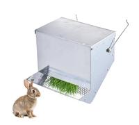 Rabbit Feeder - Automatic Bunny Feeding Station for Small Pets | Food Dispenser with Lid, Easy Refill Feeder for Hamster Bird Ferret Pet Care Crate Training Indoor Outdoor Use, 19.6x15x13.8cm Iron