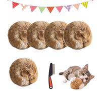 Rabbit Fur Ball Cat Toy, 3.15 in Catnip Ball, Rabbits Furs Balls Cat Toy with Soft Plush Lightweight Furry Interactive Cat Toys for Chasing, Kicking & Indoor Exercise, Washable Bunny Kick Toys (*5)