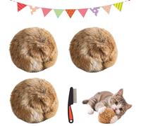 Rabbit Fur Ball Cat Toy, 3.15 in Catnip Ball, Rabbits Furs Balls Cat Toy with Soft Plush Lightweight Furry Interactive Cat Toys for Chasing, Kicking & Indoor Exercise, Washable Bunny Kick Toys (*3)